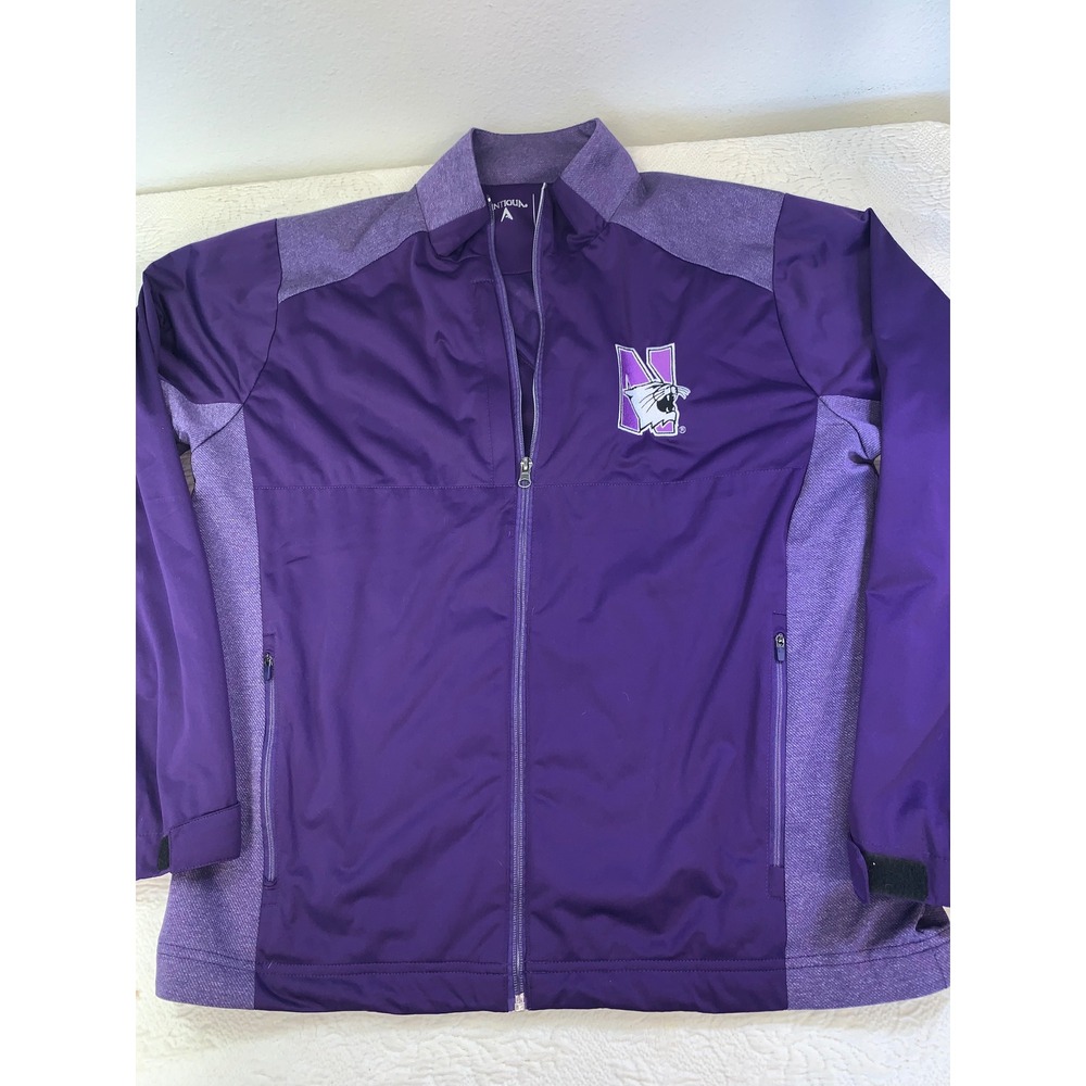 Antigua Northwestern Wildcats Mens Large Purple Full Zip Performance Jacket L